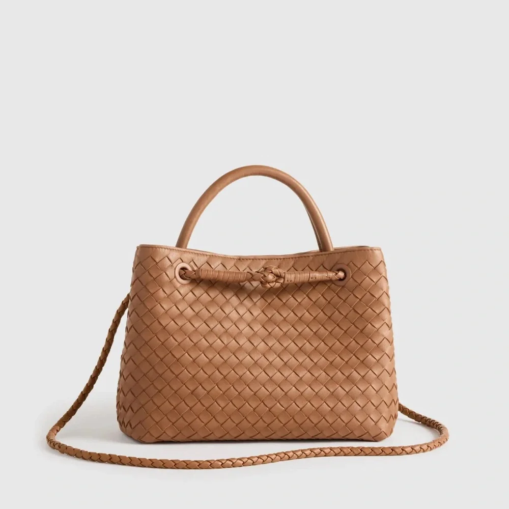 Quince Italian Leather Tan Woven Tote Bag - Picture 8 of 9